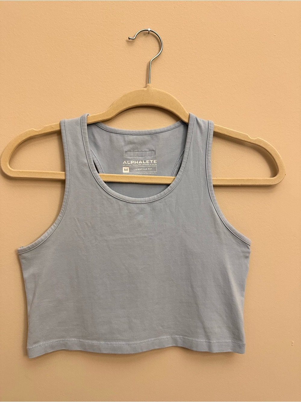 Alphalete Light Blue Ribbed Cropped Tank